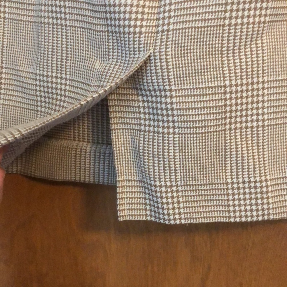 Vintage La Belle tan & cream houndstooth plaid skirt - Picture 5 of 8